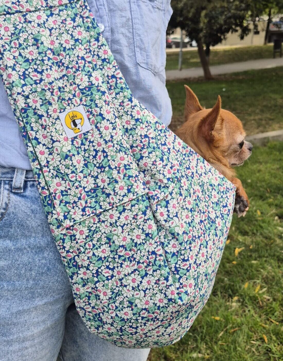 Bolso bandolera Margaritas para llevar perros pequeños